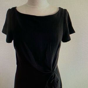 JS Collection Black Cap Sleeve Cocktail Stretch Dress Mid Length